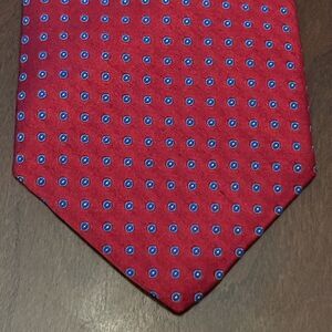 Vintage Ventura Red Blue 100% Silk Men’s Neck Tie Made In USA